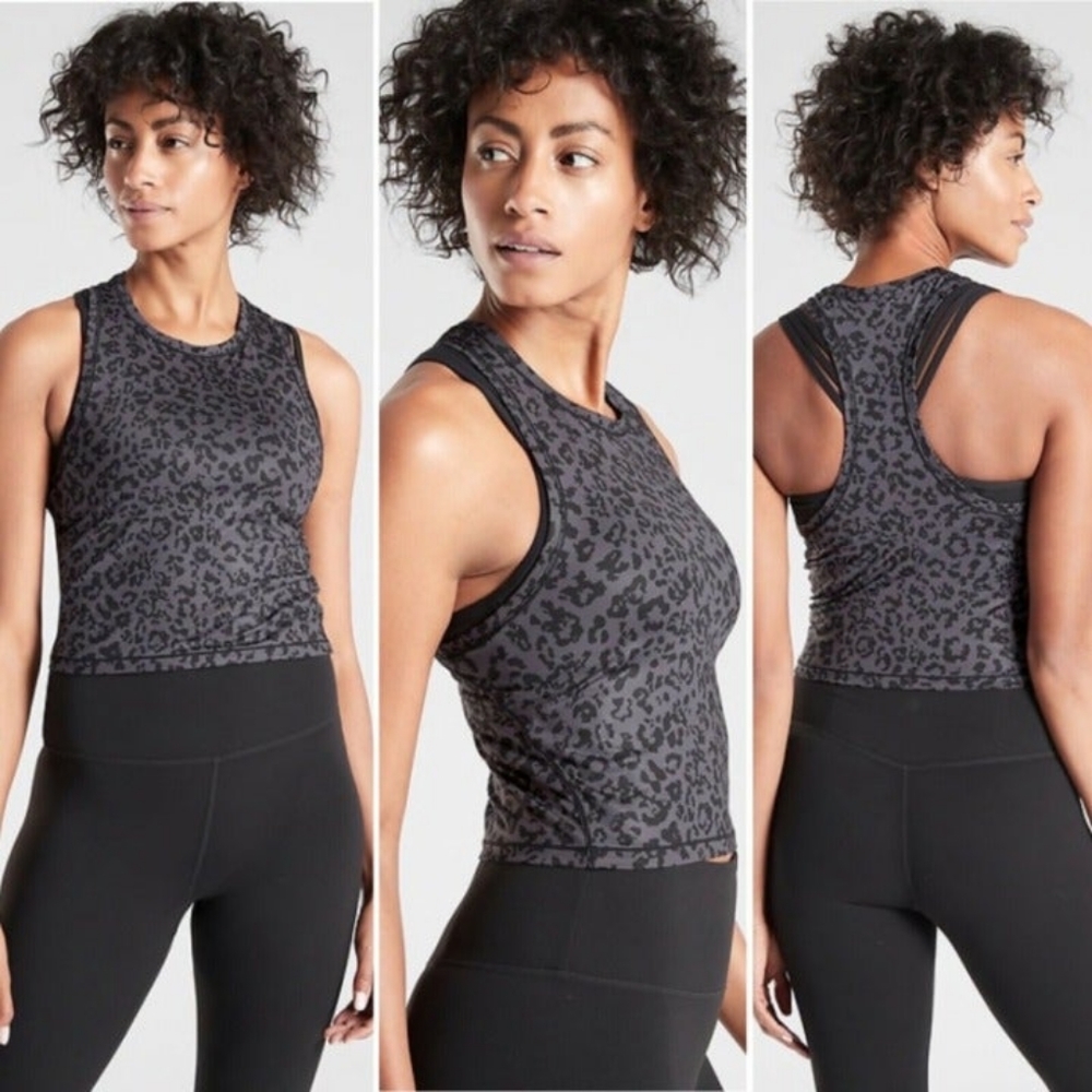 Athleta Leopard Crop Tank Size Small